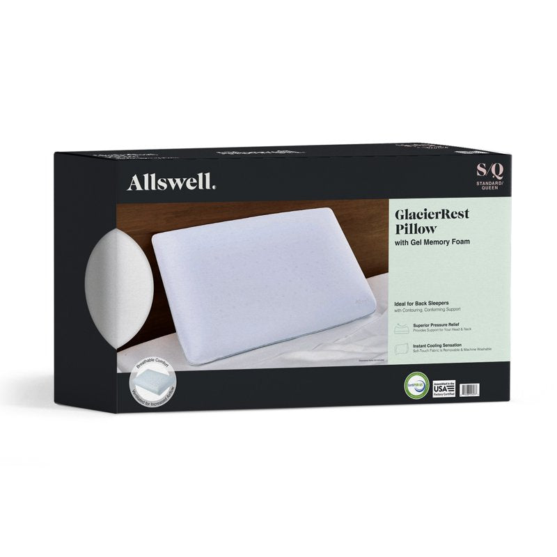 Gel-Infused Memory Foam Bed Pillow - Cooling Support, Queen Size