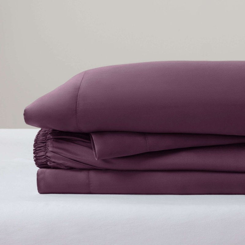 Queen Viscose from Bamboo Sateen Sheet Set - Allswell Soft & Silky Purple Mangosteen