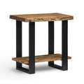 Live Edge Acacia Wood End Table with Storage Shelf