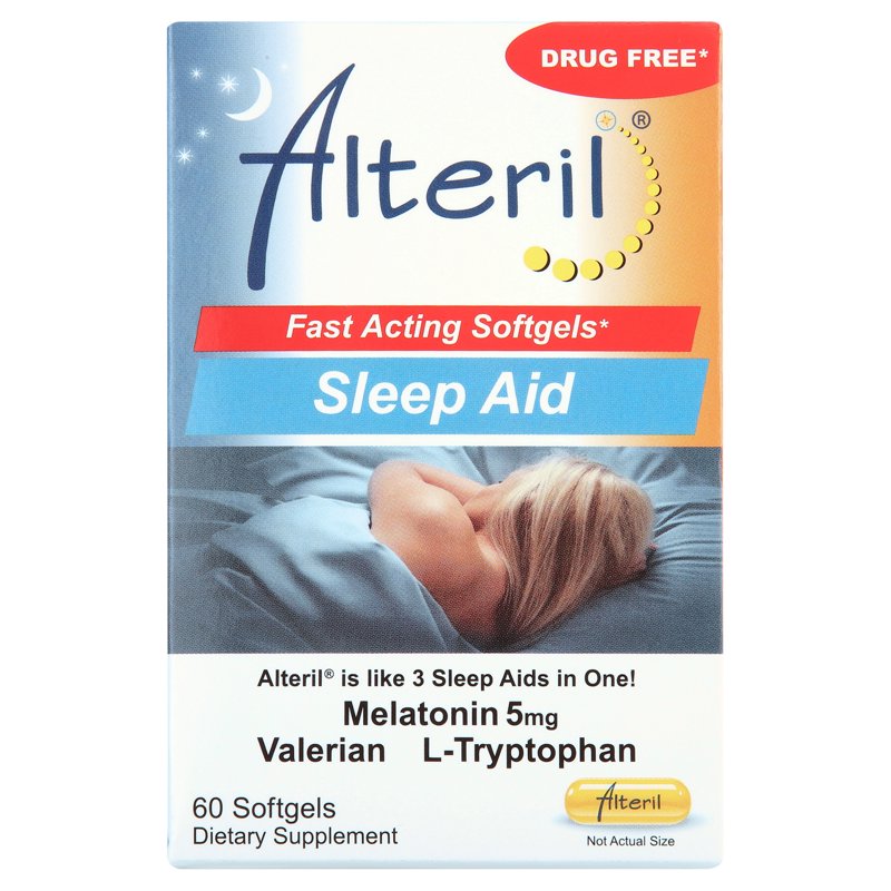 Natural Sleep Aid Softgels - 60 Count with Melatonin, L-Tryptophan & Valerian