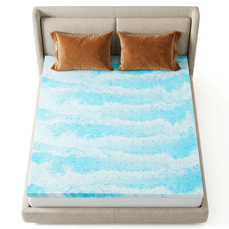 Cooling Gel Memory Foam Mattress Topper - 2 Inch Twin XL, Supports Back Pain Relief