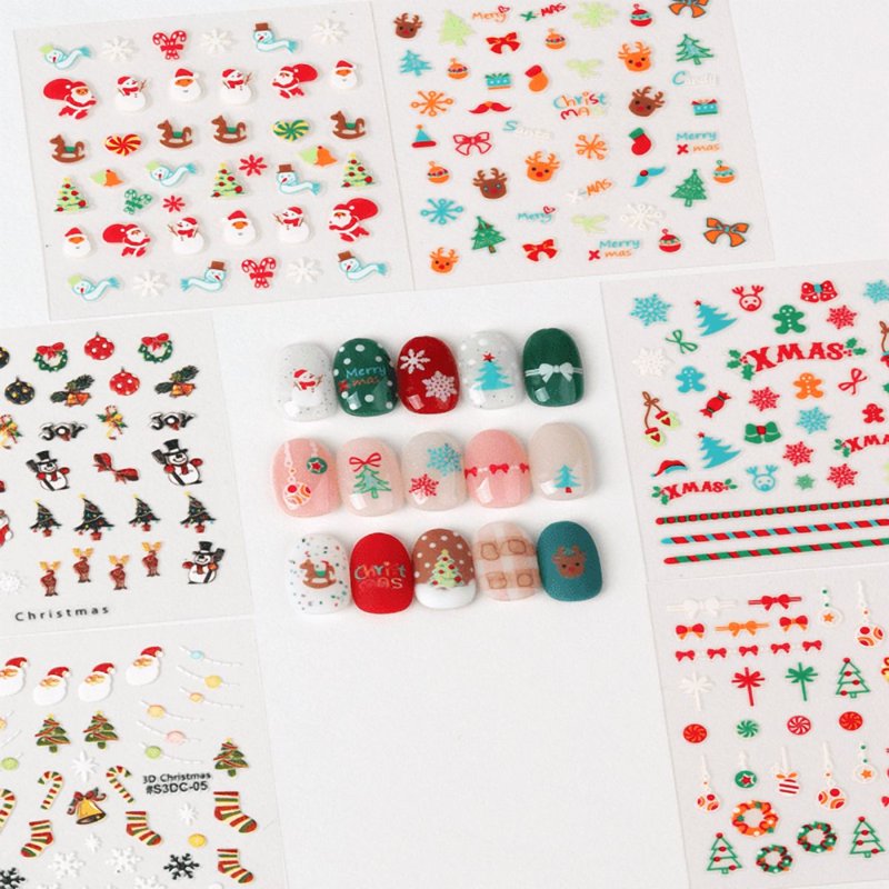 30 Sheets 3D Christmas Nail Stickers - Festive Holiday Nail Art Decals