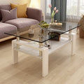 Modern Rectangular Glass Coffee Table - Multiple Colors Available