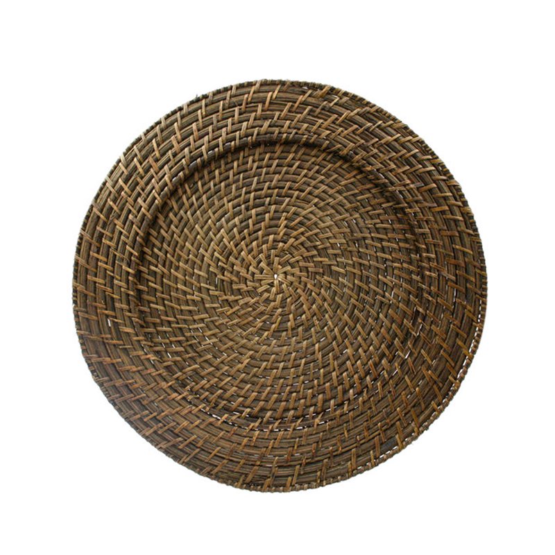 Set of 4 Round Rattan Charger Plates - 13" Diameter