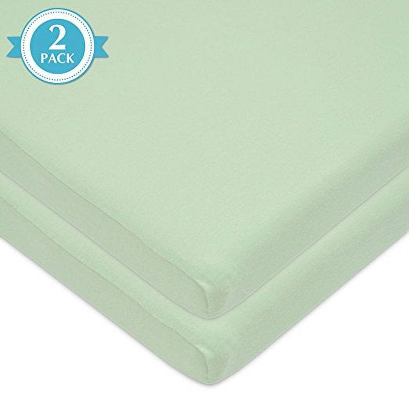 Yellow Fitted Bassinet Sheet 15x33 Inches - 2 Pack Cotton Jersey Knit Baby Bedding