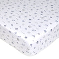 Crib Sheet - Navy Gray Sports Fitted 28x52 Inches, Soft Breathable Cotton Jersey, Toddler Bed & Crib Mattress Cover - Variation of Sports