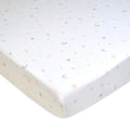 Mini Crib Sheet Pink Stars and Moons - 100% Cotton Fitted 38x24 Inches - Baby Nursery Bedding