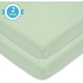 Fitted Cotton Pack and Play Sheets 39x27 Inches - Soft Breathable Baby Bedding - Celery