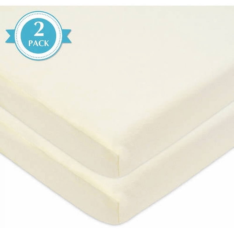 Ecru Fitted Cotton Pack and Play Sheets 39 x 27 Inches for Baby & Toddler