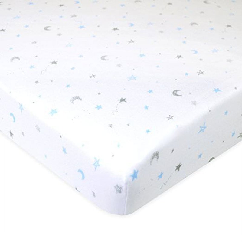 Fitted Cotton Pack and Play Sheet 39x27 Inches with Blue Stars Variation