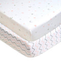 Pink Stars/Zigzag Fitted Mini Crib Sheet 24 x 38 Inches - Cotton Jersey