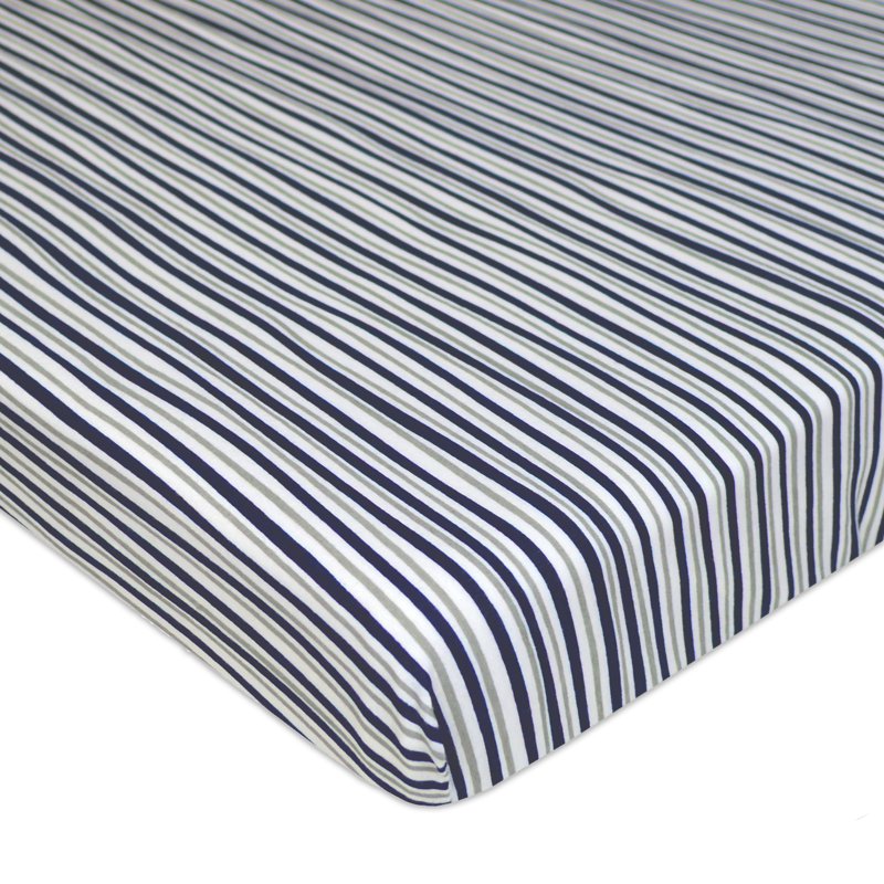 Fitted Cotton Pack and Play Sheet Navy Grey 27x39 Inches - Soft & Breathable Baby Bedding
