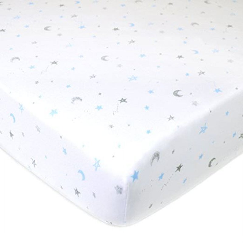 Blue & White Cotton Fitted Crib Sheet - Hypoallergenic Toddler Bed Sheet, 52x28 Inches