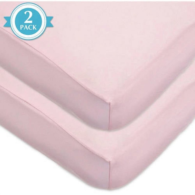 Pink Fitted Crib Sheet 28x52 Inches - Soft Breathable 100% Cotton Jersey, Baby Bedding