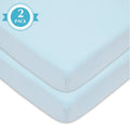 Blue Fitted Pack and Play Sheets 27x39 Inches - 100% Cotton, Soft & Breathable
