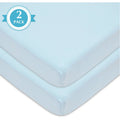 Blue Fitted Mini Crib Sheet 38x24 Inches - Soft & Breathable Cotton, Pack N Play Compatible