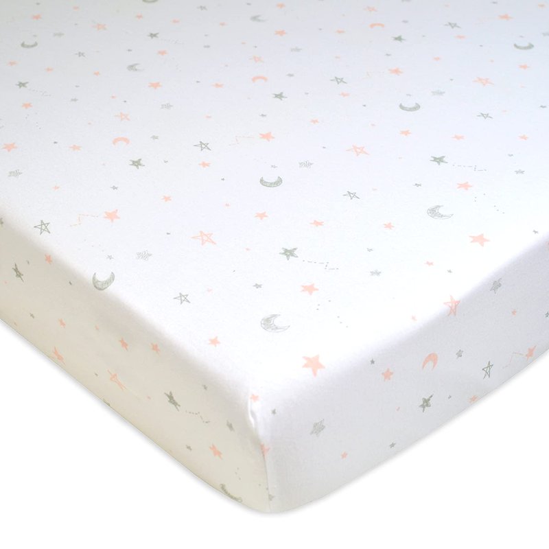 Pink Stars Cotton Fitted Crib Sheet 52x28 Inches - Baby Bed Sheet for Toddler & Infant