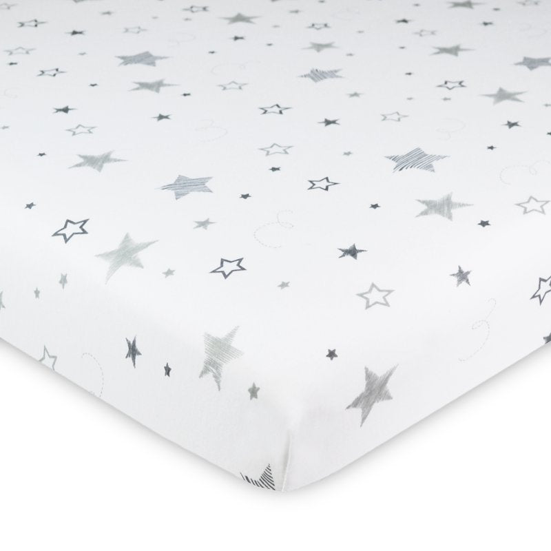 Gray Fitted Mini Crib Sheet 24x38 Inches for Baby Mattress - Variation White/Gray
