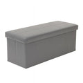 Foldable Tufted Storage Bench - Gun Gray Vinyl, 43"