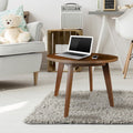 24" Round Solid Wood Coffee Table - Walnut Finish