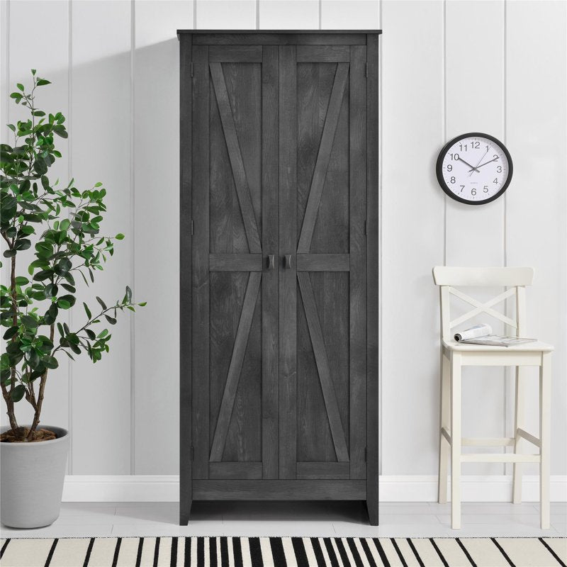 Farmington Rustic Gray Storage Cabinet 31.5" Wide with Adjustable Shelves