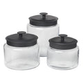 Glass Storage Jars with Black Metal Lids - 3 Piece Set