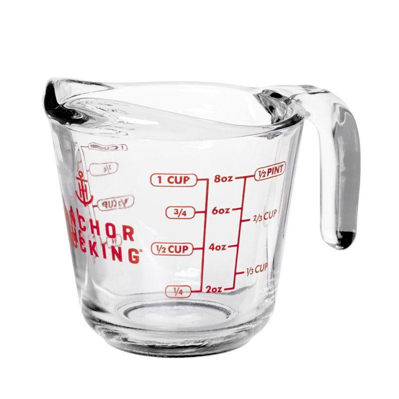 8 oz Glass Measuring Cup with Easy-Grip Handle and Spout