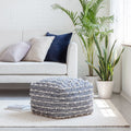 Anji Mountain Cotton Polyester Square Pouf - Blue & Ivory