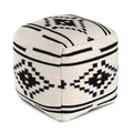 Anji Mountain Cube Geometric Woven Pouf Ottoman - Noir Noor
