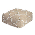 Anji Mountain Jute Cotton Polyester Square Poufs - Brown & Ivory