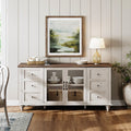 Antique White Glass Door TV Stand for 65-Inch TVs - Farmhouse Style