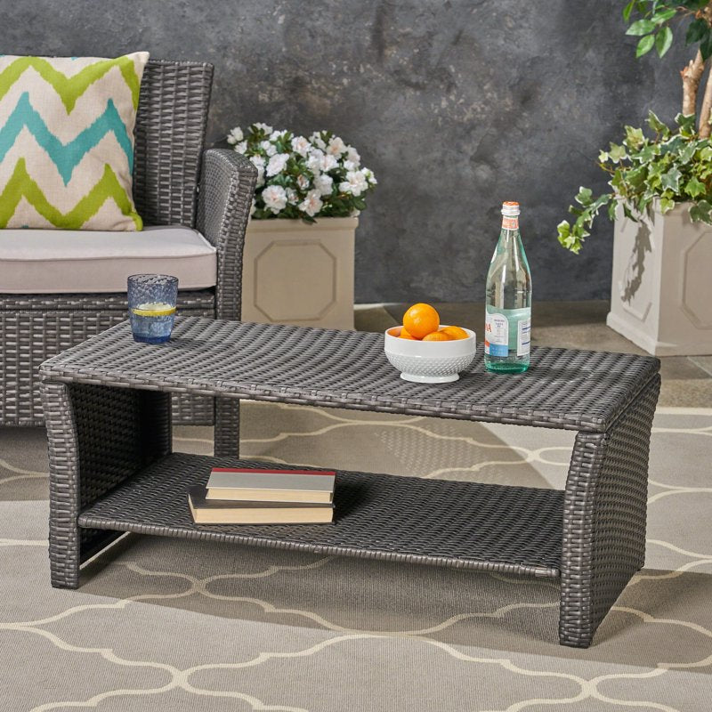 Outdoor Wicker Coffee Table - Weather-Resistant Design