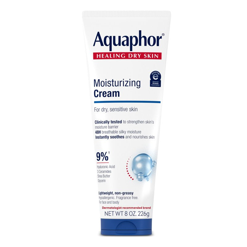 Moisturizing Face and Body Cream for Dry Sensitive Skin, 8 oz Tube