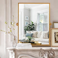 Small Gold Arched Wall Mirror 38x26 Inches - Right Angle, Iron Frame