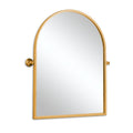 Small Gold Arched Wall Mirror 36x24 Inches - Elegant Iron Frame, Shatterproof Design