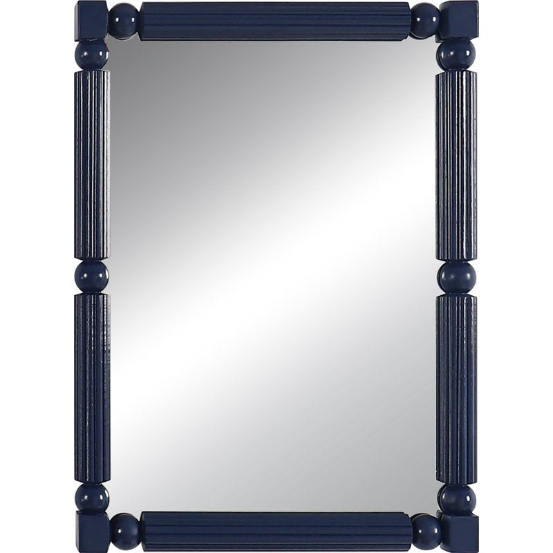 18 x 24 Blue Fluted Wood Wall Mirror - Decorative Accent for Bathroom & Living Room
