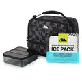 Insulated Dual Compartment Lunch Box with Container & Ice Pack - Warped Checkerboard
