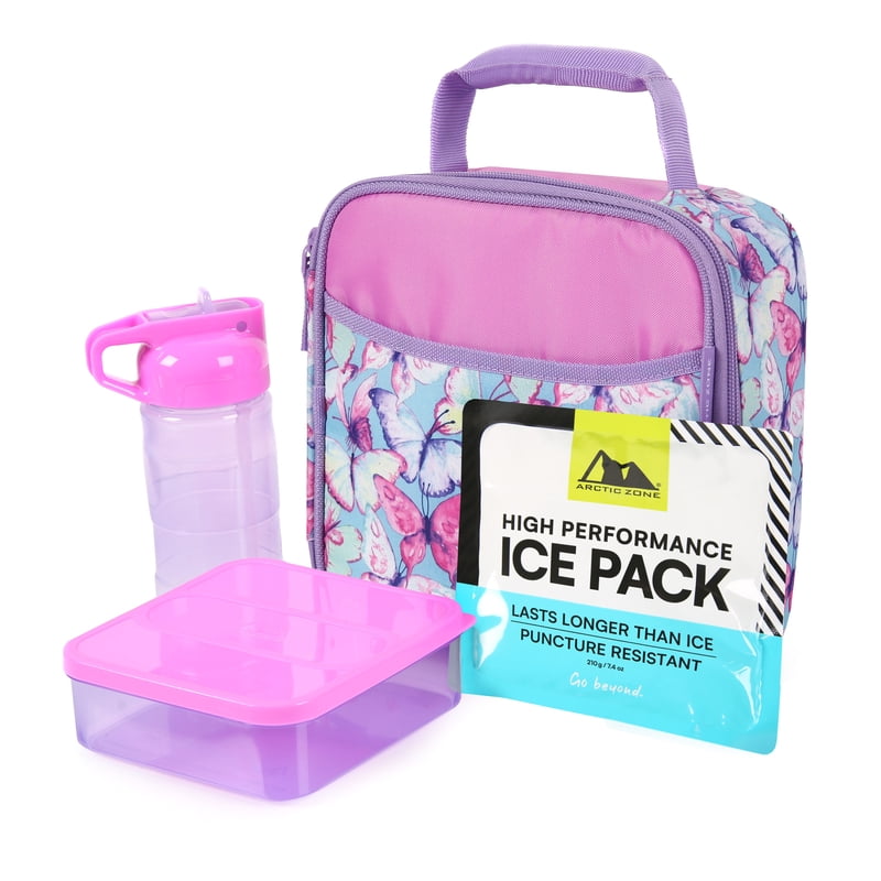 Insulated Lunch Box Combo with Food Container & Water Bottle - Watercolor Butterflies