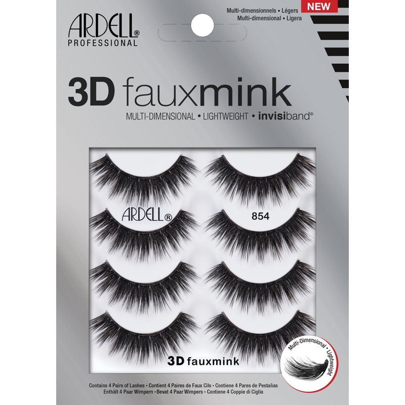 3D Faux Mink False Eyelashes, Medium Volume Flared Lashes, 4 Pairs