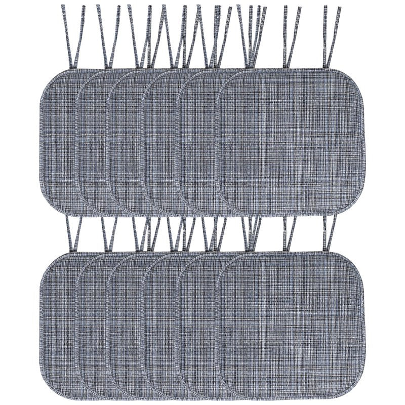 Memory Foam Non-Slip Chair Cushion Pad with Ties - 12 Pack, Blue Black
