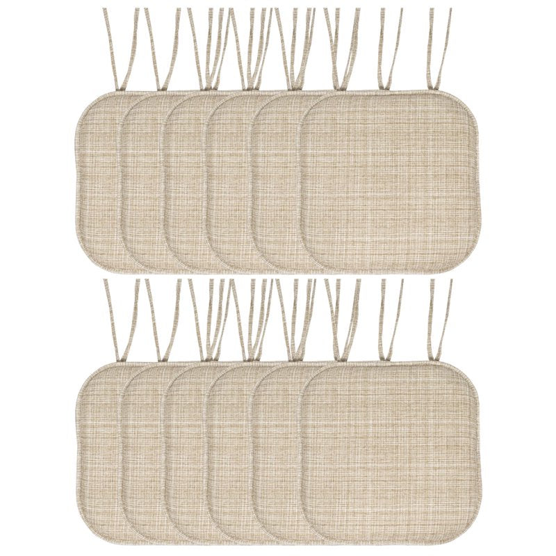 Memory Foam Non-Slip Chair Cushion Pad with Ties - 12 Pack, Beige Multi