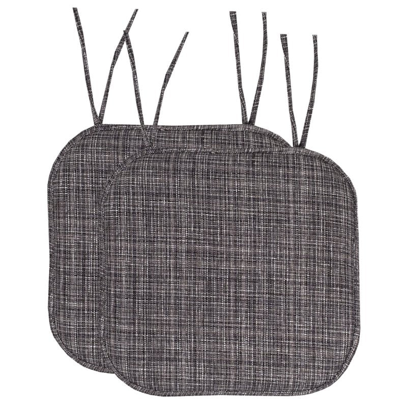 Memory Foam Non-Slip Chair Cushion Pad with Ties - 2 Pack, Gray Black