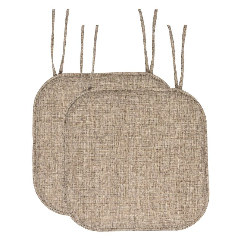 Memory Foam Non-Slip Chair Cushion Pad with Ties - 2 Pack, Brown Multi