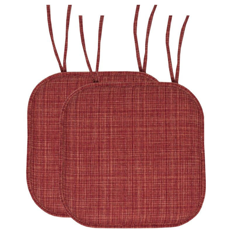 Memory Foam Chair Cushion Pad with Ties - 2 Pack, Burgundy Multi