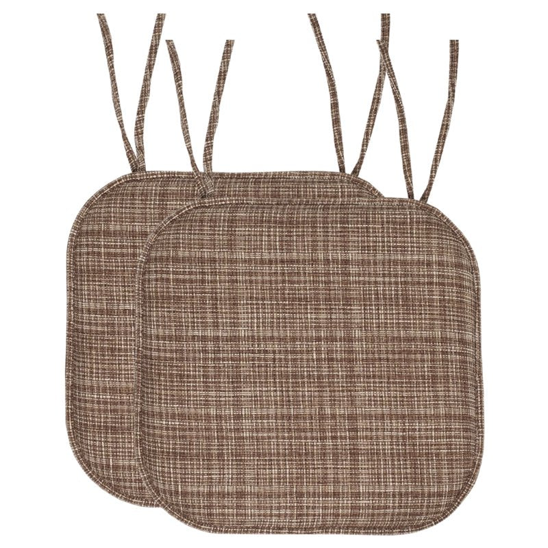 Memory Foam Non-Slip Chair Cushion Pad with Ties 2-Pack - Dark Brown Multi