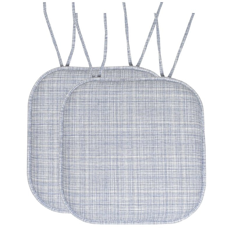 Memory Foam Non-Slip Chair Cushion Pad with Ties - 2 Pack Silver Blue