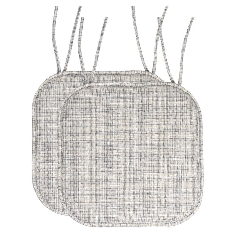 Memory Foam Non-Slip Chair Cushion Pad with Ties - 2 Pack, Silver/Cream
