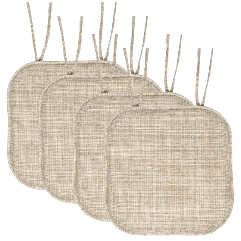 Memory Foam Non-Slip Chair Cushion Pads - 4 Pack, Beige Multi