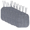 Memory Foam Non-Slip Chair Cushion Pad with Ties - 6 Pack, Blue Black
