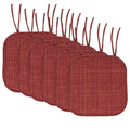 Memory Foam Non-Slip Chair Cushion Pad with Ties - 6-Pack Burgundy Multi